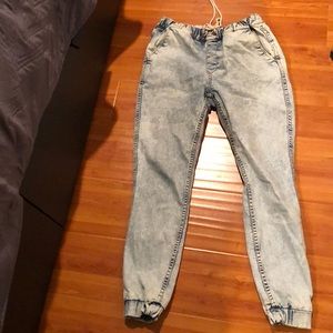 Acid wash jogger jeans